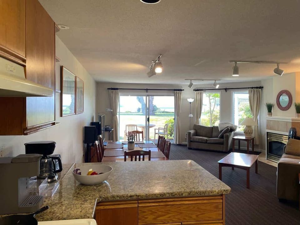 View from kitchen and living room looking outside