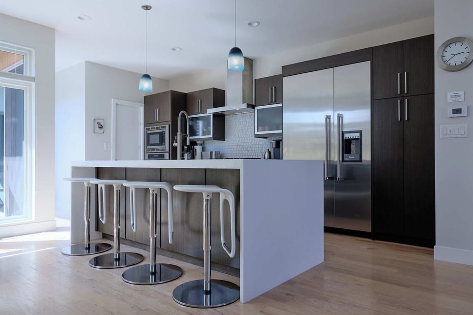 An extra large kitchen island.
