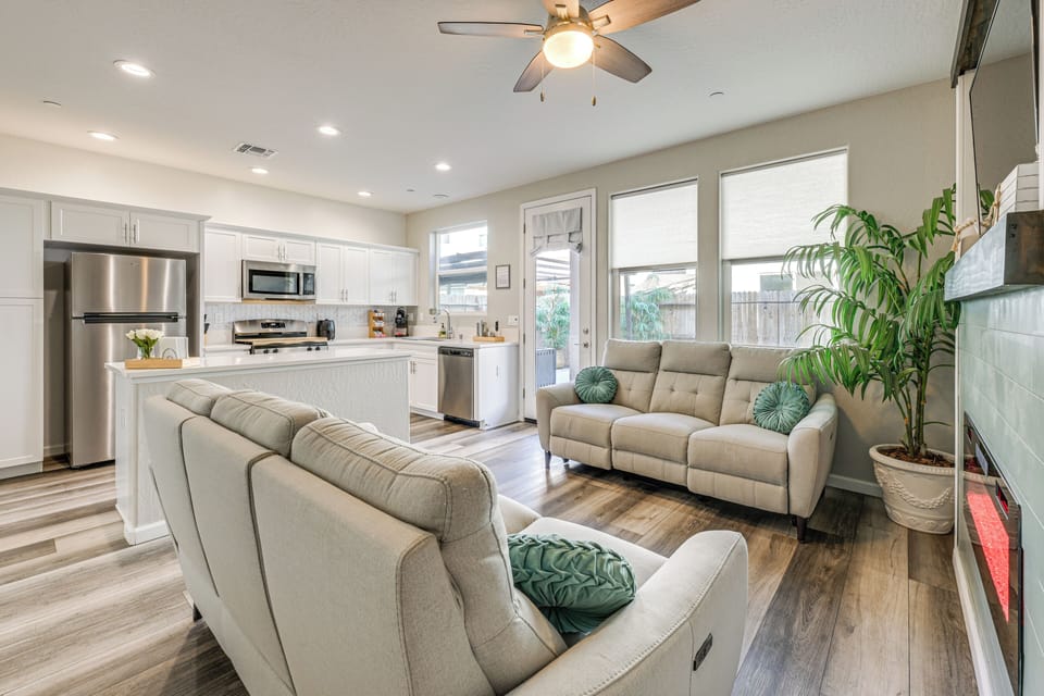 Visalia Vacation Rental | 4BR | 3BA | 1,750 Sq Ft | 1 Small Step for Entry