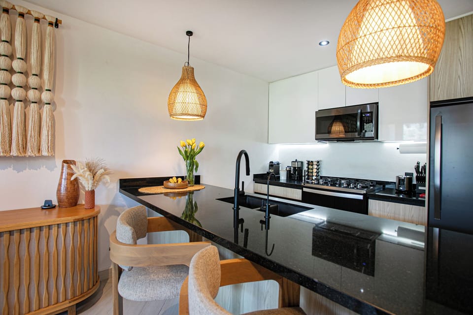 Bar Seats and Kitchen