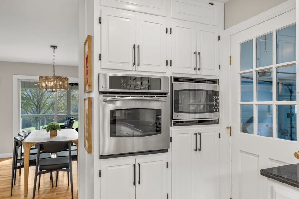 Oven at a comfortable height.