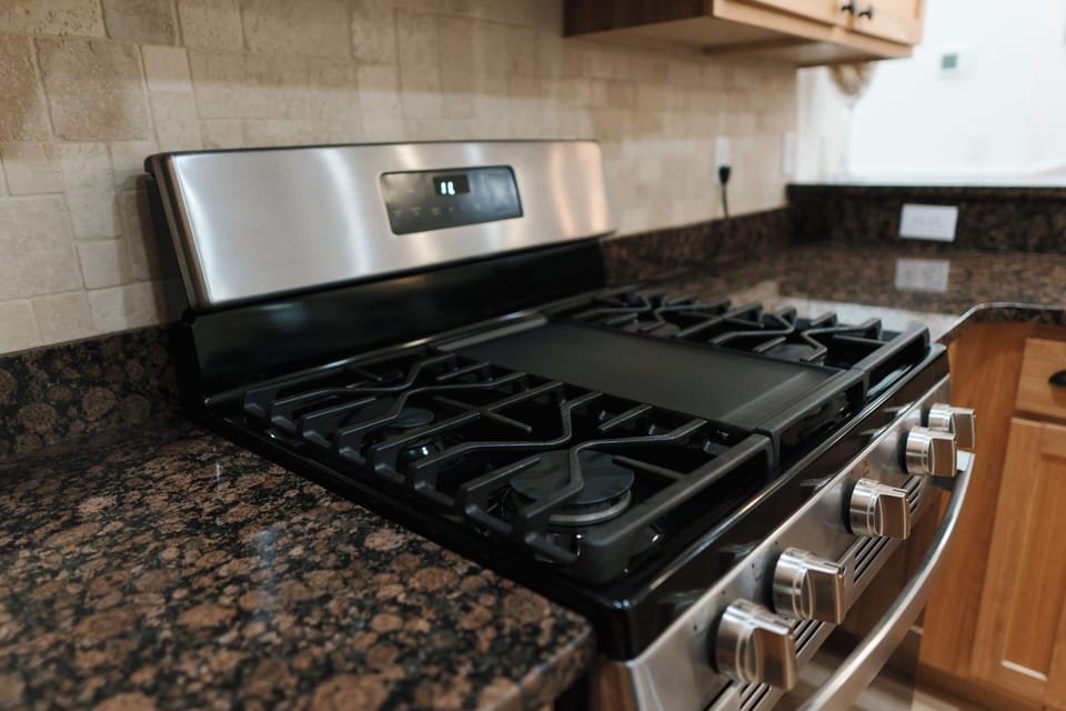 4-burner stove for quick and easy meals.