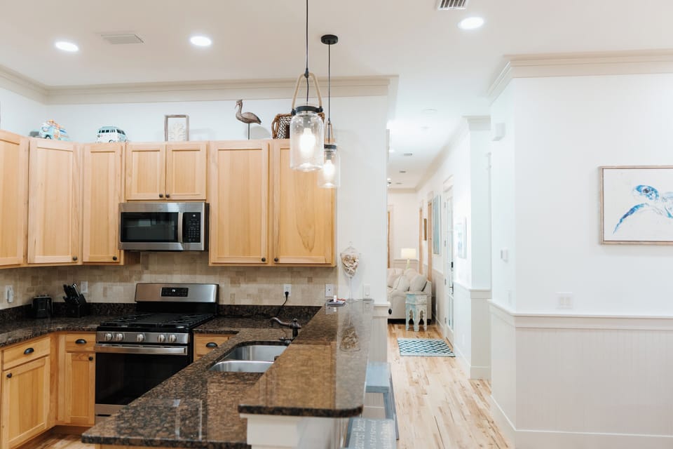 A fully equipped kitchen to make cooking a breeze.