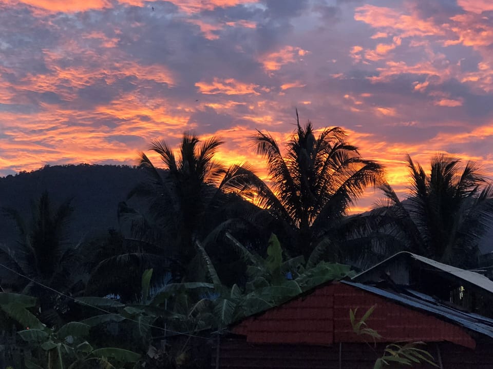 Unobstructed awesome view of Bokor mountain and the sunset
