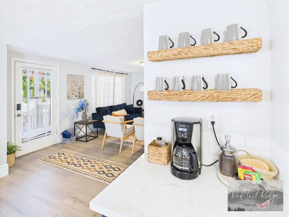 Start your day right with our cozy coffee station.