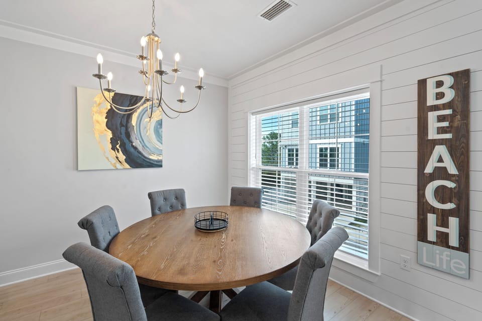 Dining table with seating for six