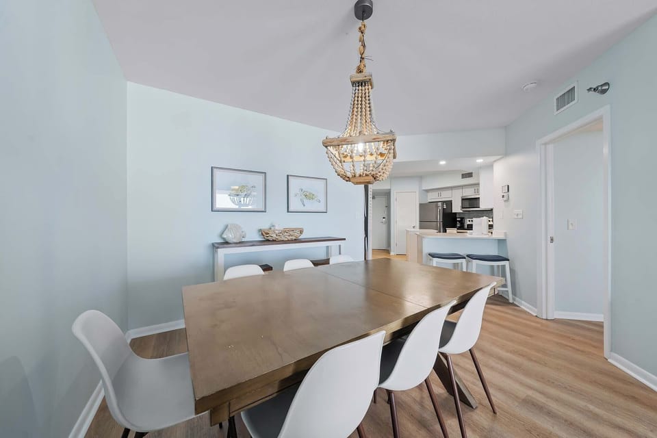 Dining table with seating for seven