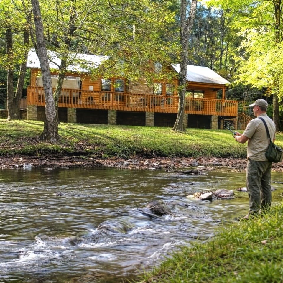 Cast a line just steps from the cabin