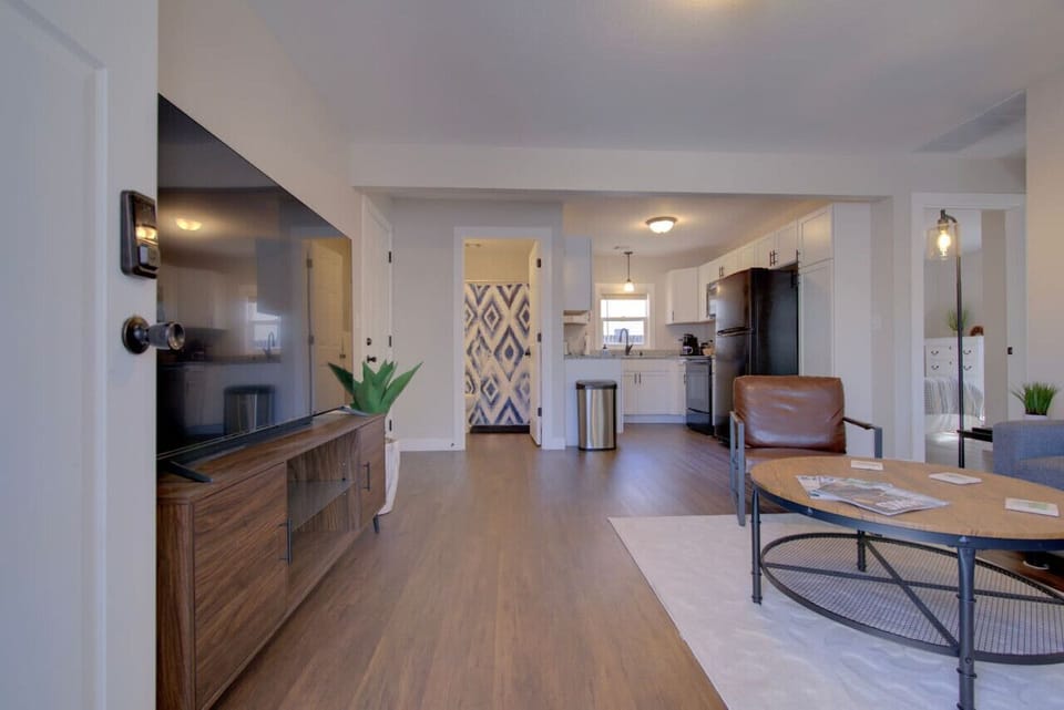 Folding table and chairs in one of the closets