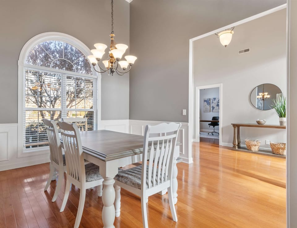 Formal dining room with table and seating for 6