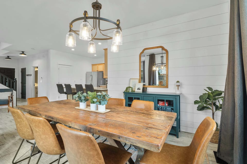 Gather for meals together at the dining table, with seating for 8