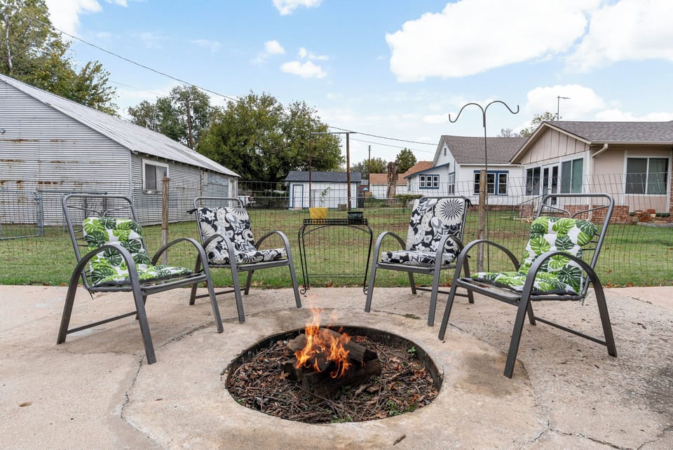 Please enjoy a fire outside in our firepit area. Wood provided upon request!
