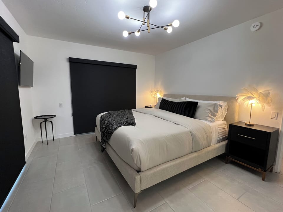 Enjoy the luxury bedding on a king bed