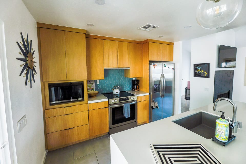 New, stainless steel kitchen appliances