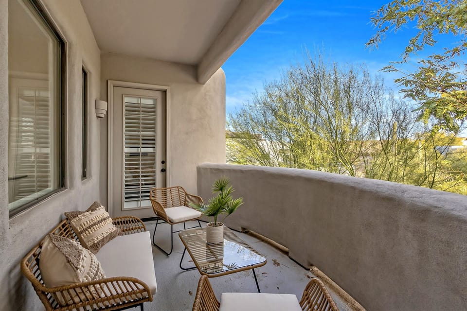 Panoramic views from the primary suite's balcony