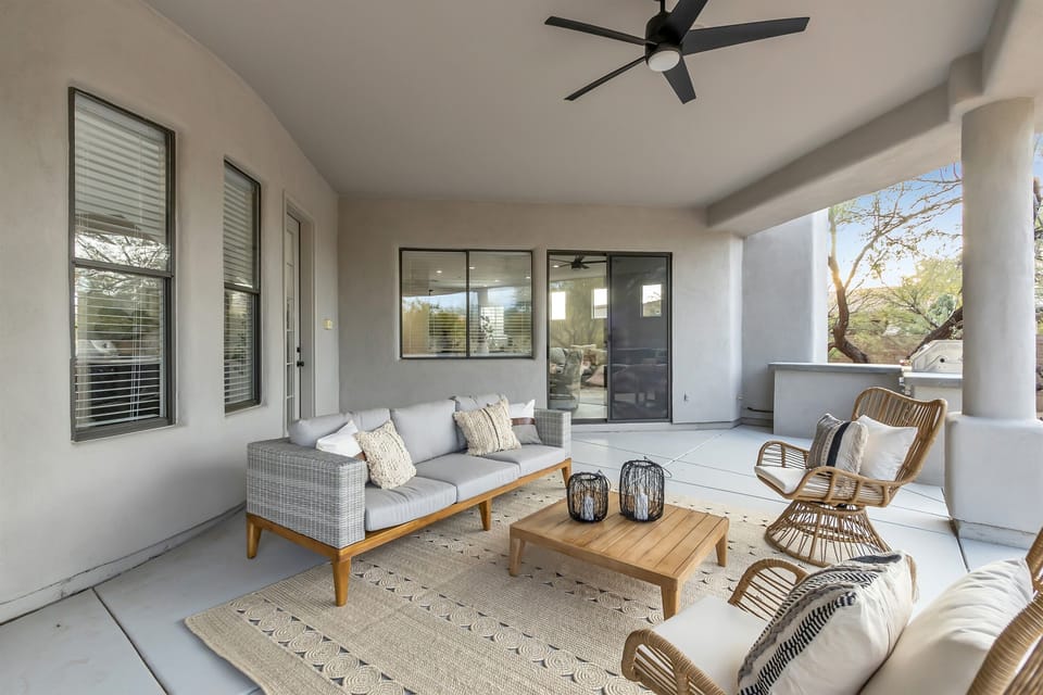 Charming outdoor living area right off the family room