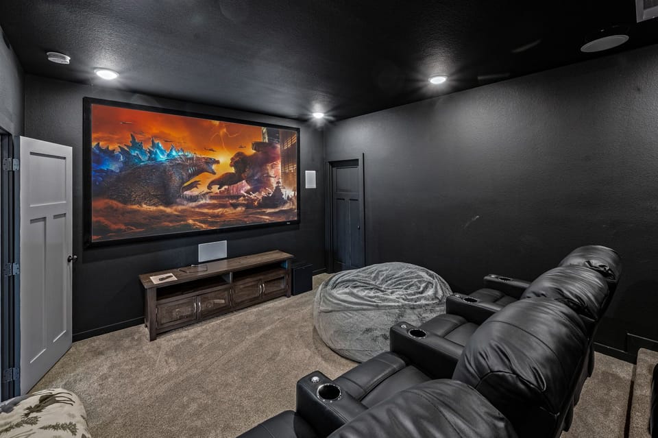 True movie experience w/110" screen- log in to your favorite streaming services!