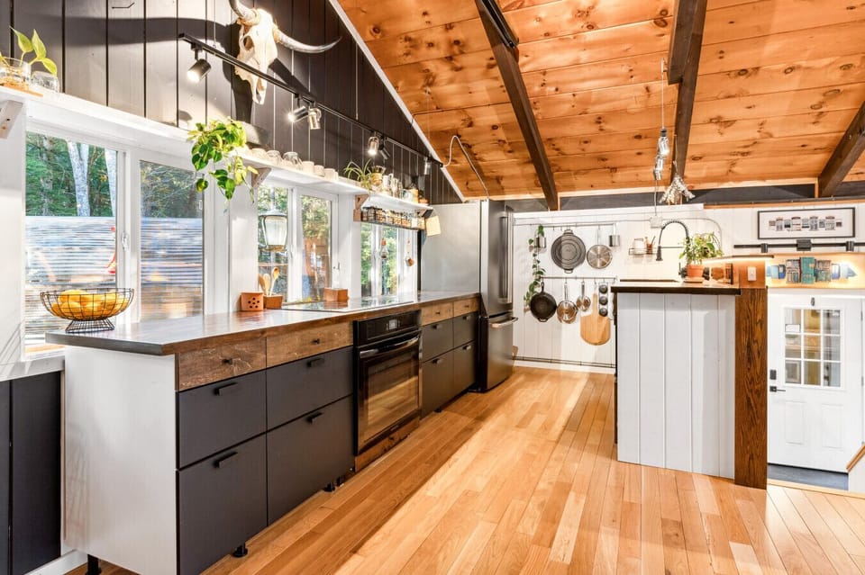 Softly capturing the essence of a cozy, well-equipped kitchen.