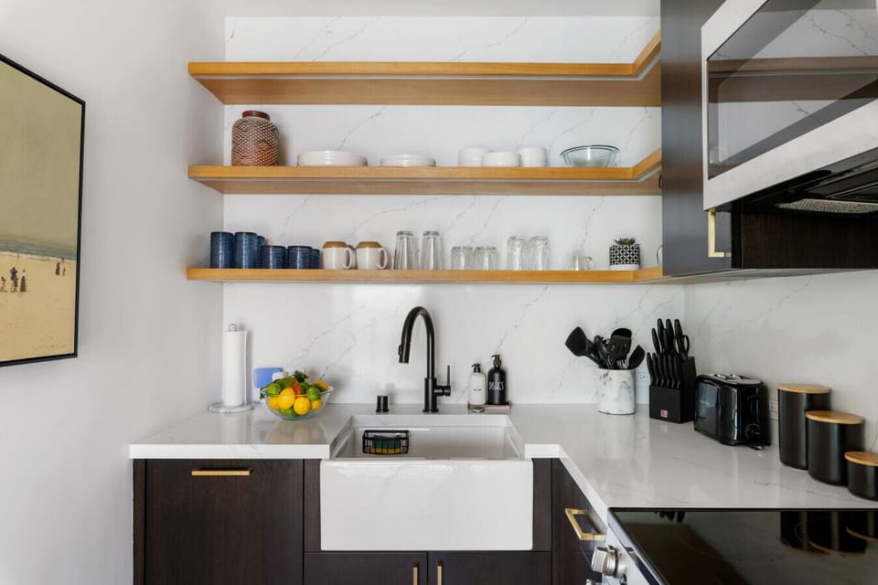 Fully stocked kitchen with all the essentials for your cooking needs.