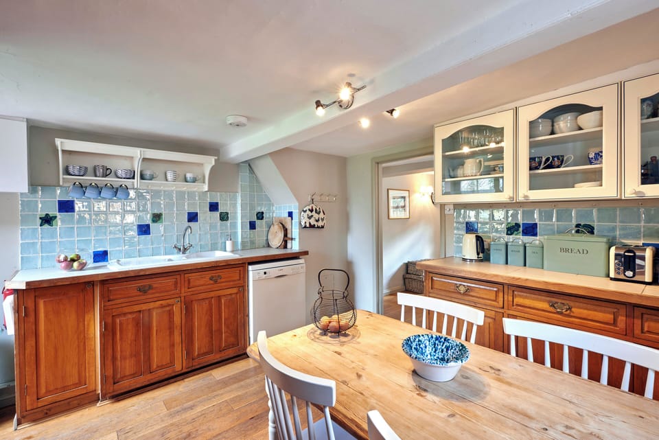 Traditional kitchen with modern appliances 

