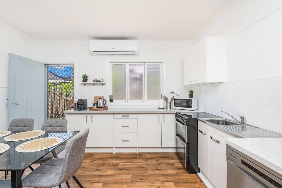 The kitchen comes fully-equipped for your holiday catering, while split-system cooling keeps the kitchen and living areas comfortable year round.