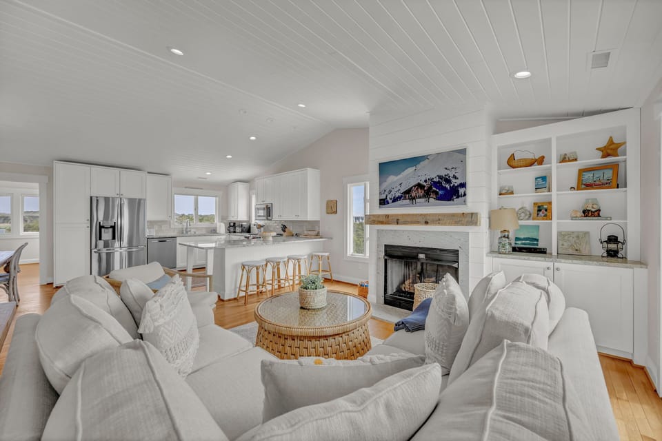 View of living room and kitchen 