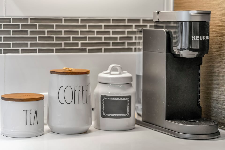 Keurig coffee maker or french press available 