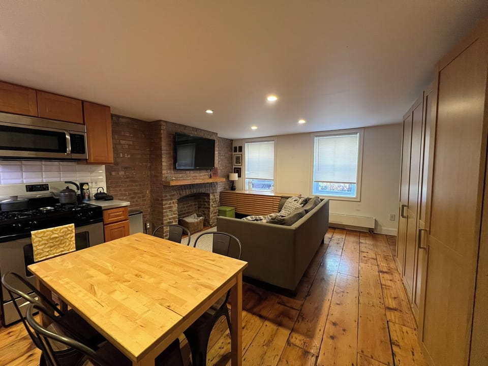 Main living area, kitchen in foreground