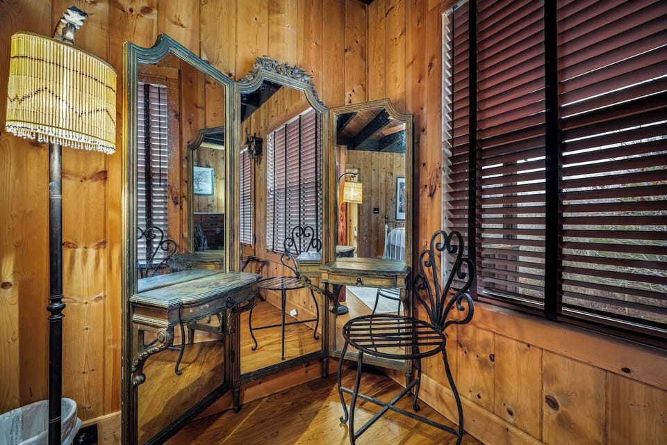 Bedroom 1 featuring a convenient make-up table.