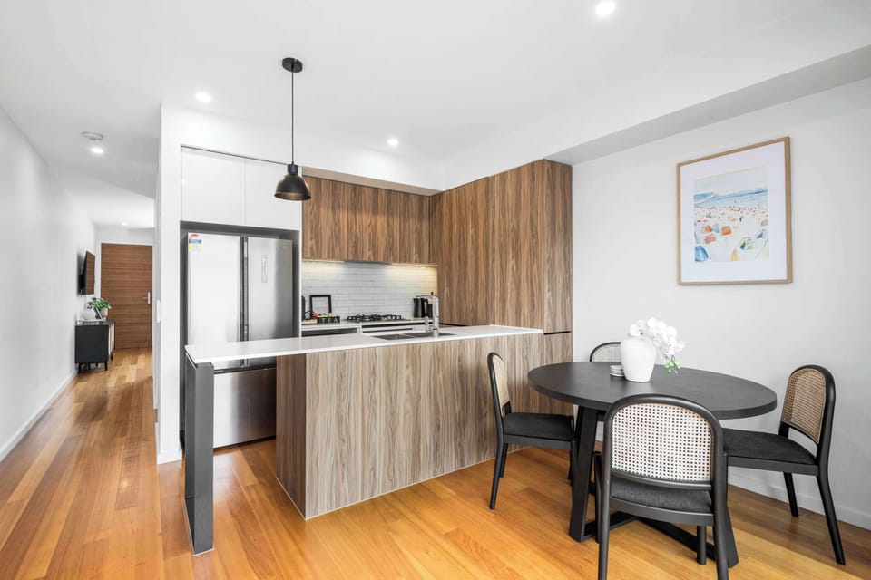 Gorgeous sun kissed open-plan kitchen and dining area.  