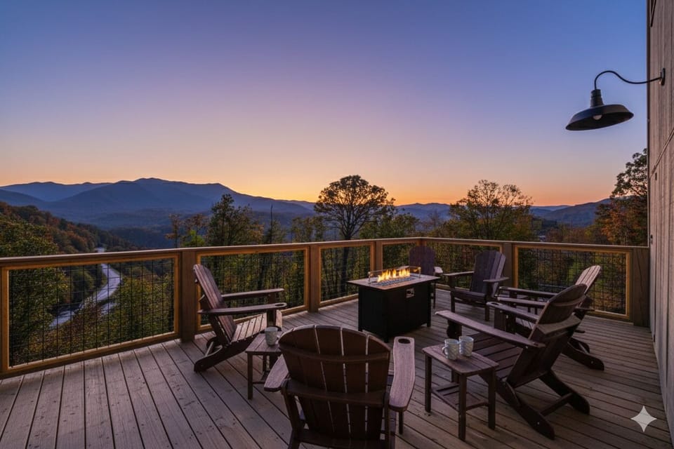 Private deck with mountain views of Mt. LeConte