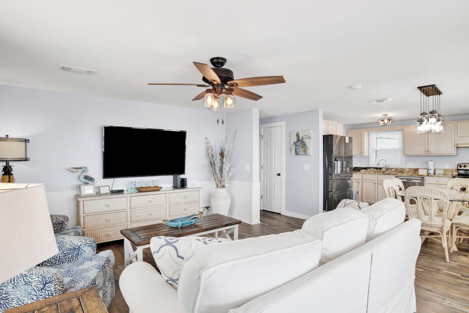 The updated beach cottage easily accommodates 8 guest