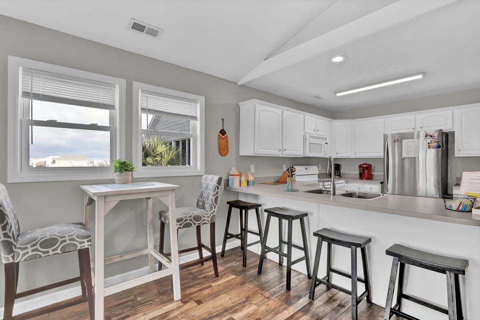 Kitchen Overview - Kitchen Overview: 4 Bar Stools, Seating for 2.