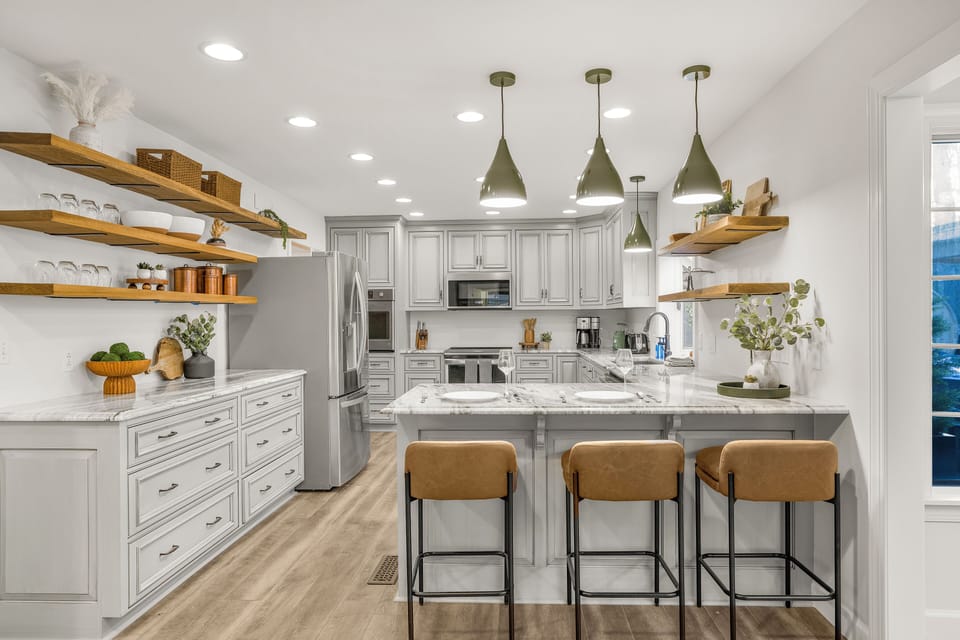 View of renovated kitchen.