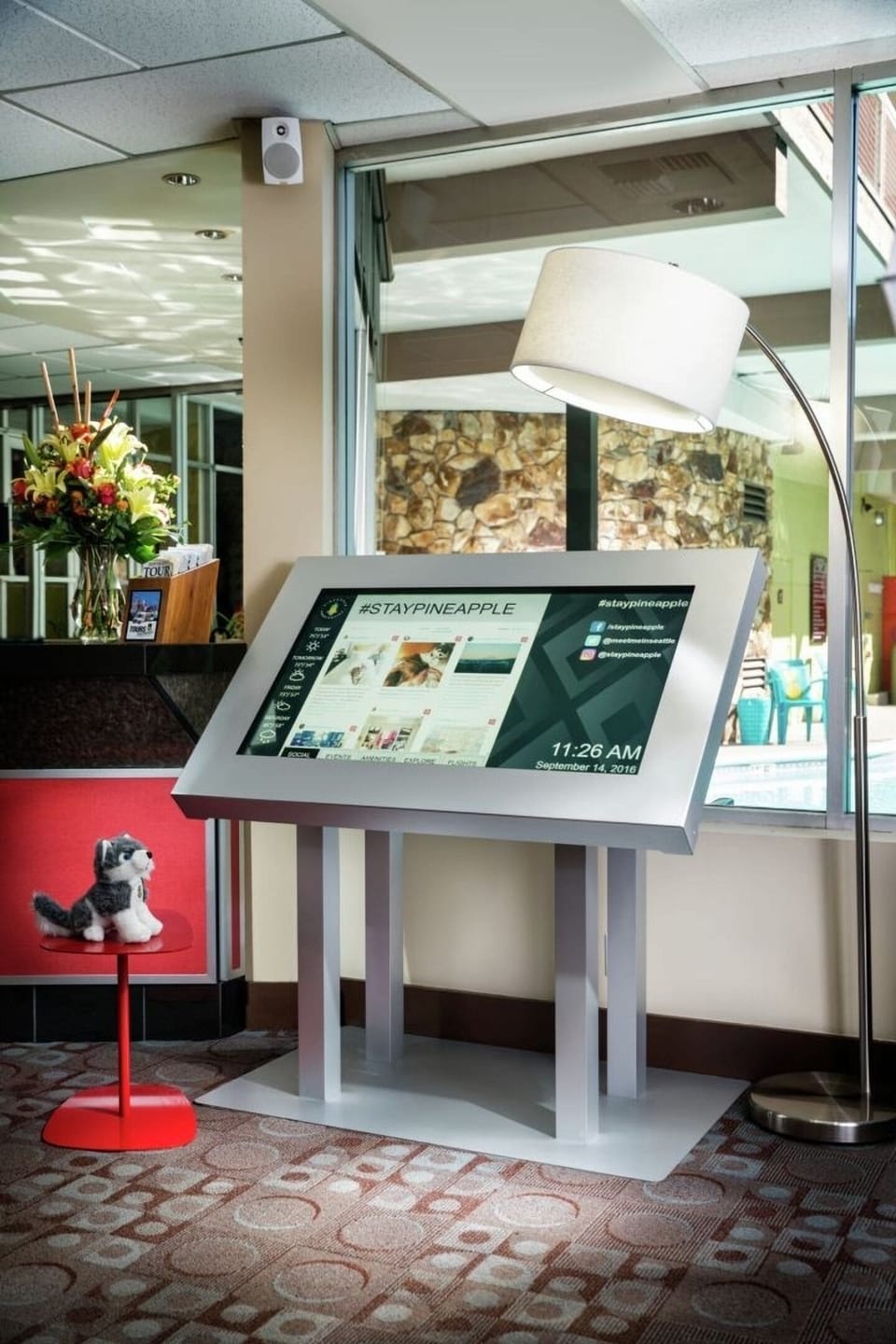 Get oriented quickly with our stylish lobby information station.