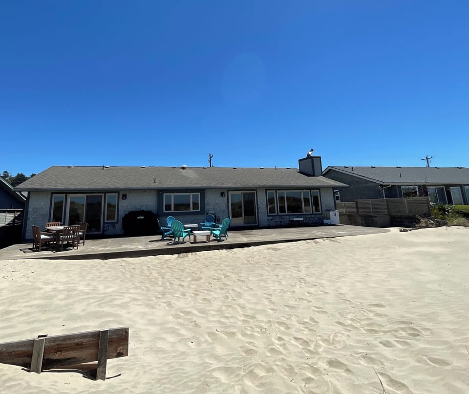 Large patio that runs length of the house. 