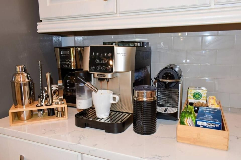 Awaken to luxury with your own in-villa coffee station — DeLonghi espresso, Nespresso pods, artisan teas, and decaf choices await for that perfect, slow-morning moment.