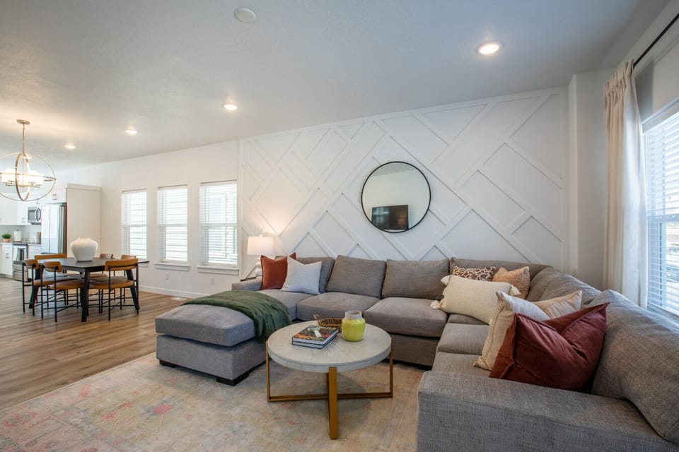 Bright open living room with modern design and cozy seating