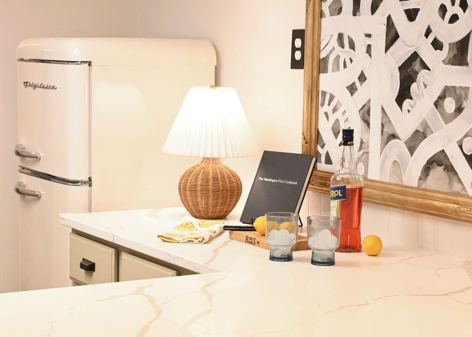 Fully equipped kitchen with modern appliances & all the essentials for cooking.