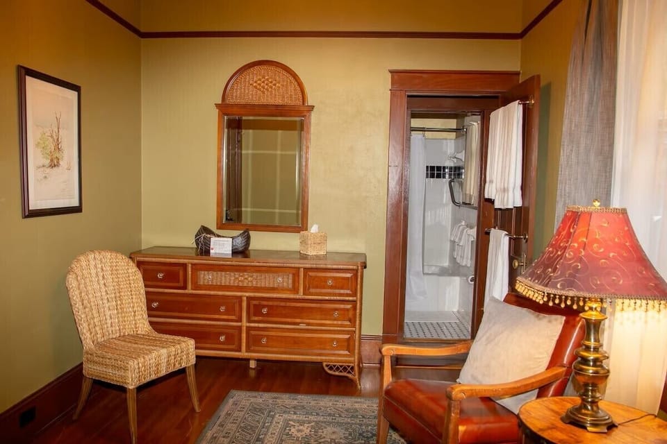 Sage bedroom seating area