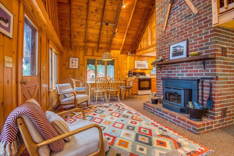 Cozy central fireplace in living area