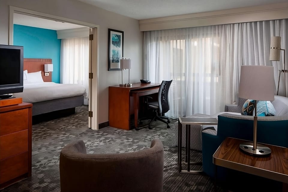 Settle into a cozy lounge area with space to work.