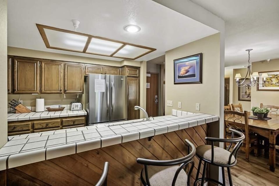 A counter for snacks, and extra seating.