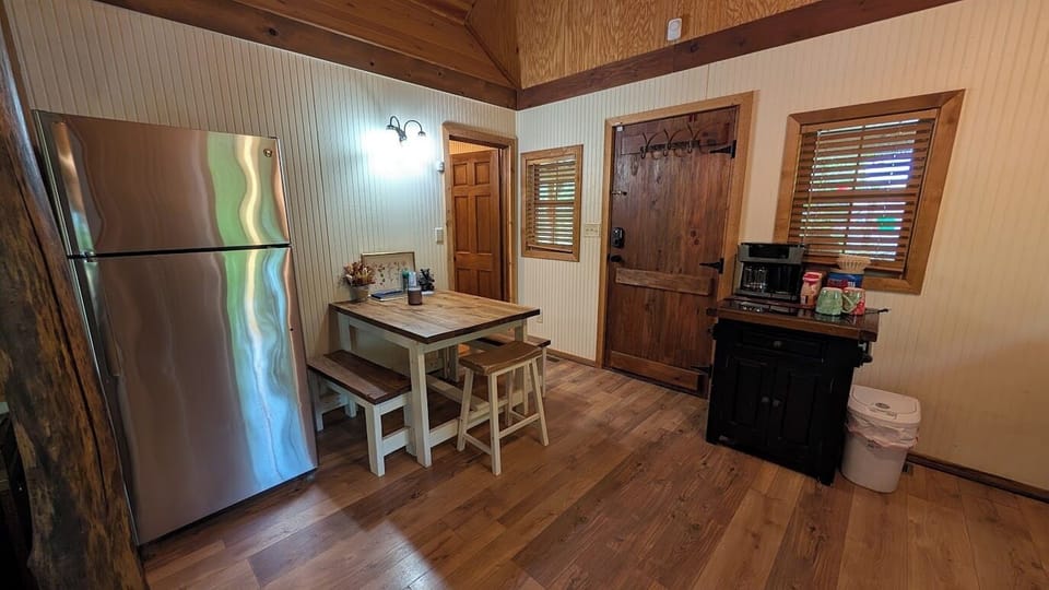 Lux kitchen w/ everything you need.  Forest views and coffee also provided!