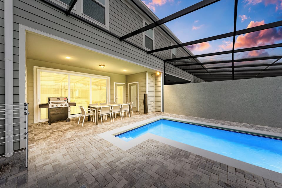 Enjoy a lovely evening outside in your al fresco dining area by the private pool, all with a private BBQ!