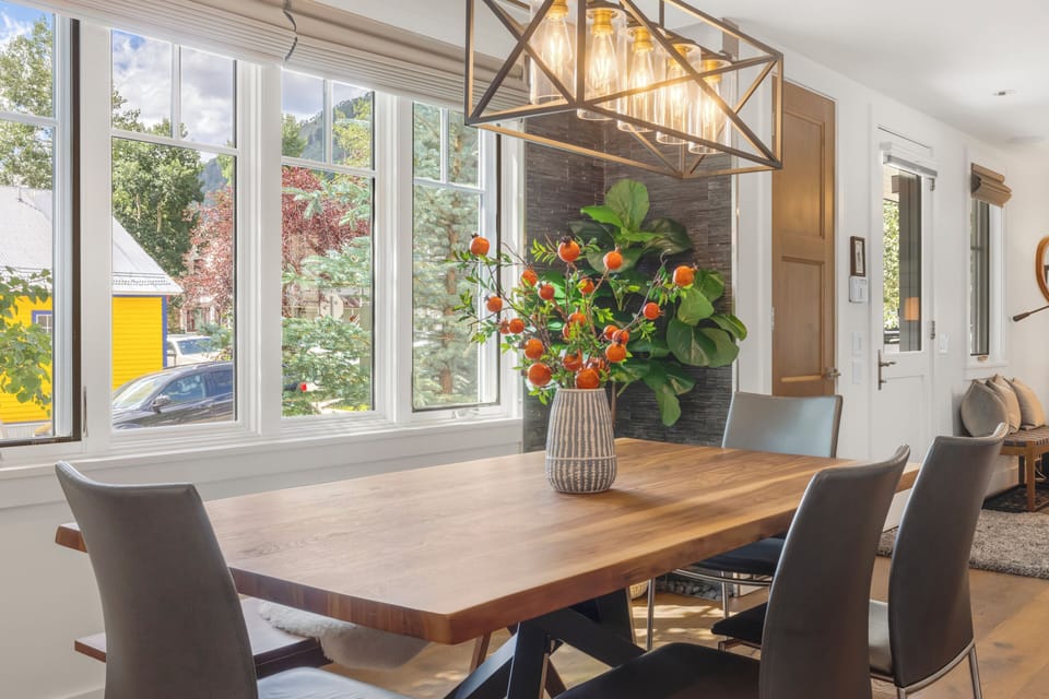 Dining table with mountain views