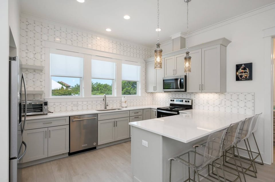 Lillie's Luxury Lighthouse - Dune Allen Beach - Carriage House - Guest Bedroom 5: King Bed, Private Bath (Shower) with Full Kitchen, Living and TV Area