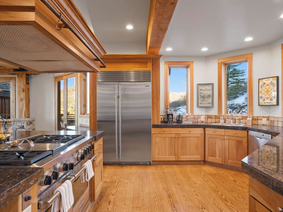 Extra large Sub Zero fridge and freezer provide plenty of room