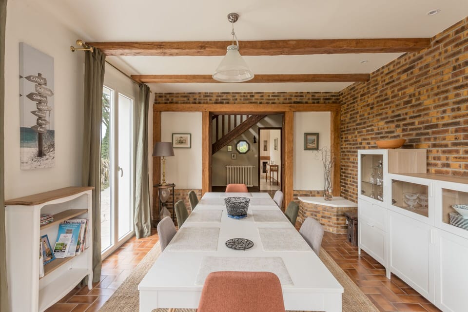 Dining room with large table for 8 people