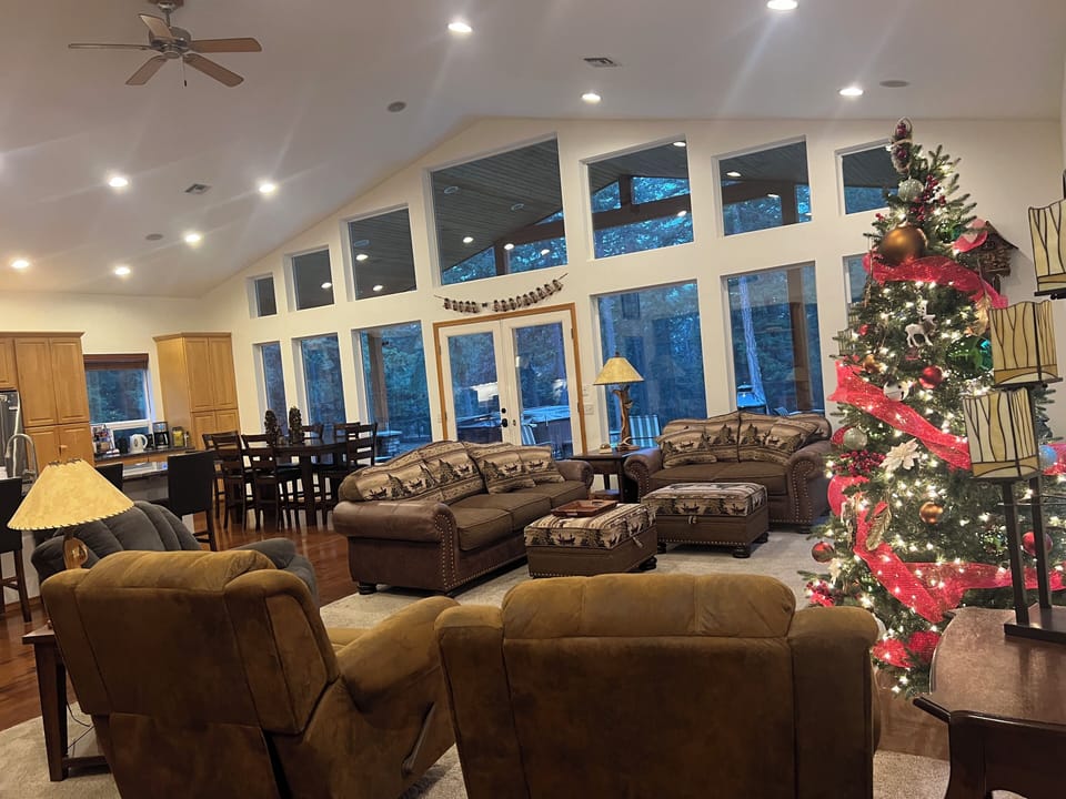 View from the front door to the open concept  living room and kitchen